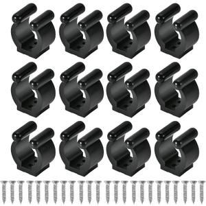 12 PCS Pool Cue Holder Clamps(Include Screws), Billiards Snooker Cue Locating Clip Holder Regular Fishing Rod Storage Clips Black for Pool Cue Racks Include Screws