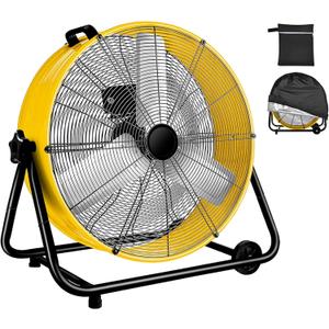WARMLREC Industrial Fan 24 Inch Heavy Duty Drum 3 Speed 8800 CFM Air Circulation High Velocity Fan For Warehouse, Workshop, Factory, Commercial, Residential and Greenhouse Yellow