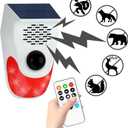 PILSAMAS Solar Motion Sensor Alarm with Custom Voice Upload - 120dB Loud Noise Maker & Strobe Lights, Remote Control, IP65 Waterproof for Deer/Bear Deterrent, Chicken Coop Security, Pool Safety Alerts