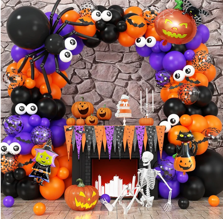 Halloween Balloons Arch, Halloween Party Decoration, Spider Balloon Garland Arch Kit, Pumpkin Foil Balloon Orange Black Purple Confetti Latex Balloons with 3D Sticker for Indoor Outdoor Party Supplies Halloween Balloons Arch, Halloween Party Decoration, Spider Balloon Garland Arch Kit, Pumpkin Foil Balloon Orange Black Purple Confetti Latex Balloons with 3D Sticker for Indoor Outdoor Party Supplies