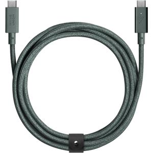 Native Union Type-C Belt Cable Pro - 240W USB-C to USB-C 8ft Ultra-Strong Charging Cable with Leather Strap Compatible with iPhone Air, 17 Pro Max, MacBook Pro 14"/16" M4, Air 15" M3 (Slate Green)