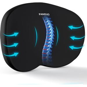 Lumbar Support Pillow for Office Chair, Memory Foam Lumbar Pillow for Lower Back Pain Relief (Black)