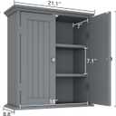 ChooChoo Bathroom Wall Cabinet, Over The Toilet Space Saver Storage Cabinet, Medicine Cabinet with 2 Door and Adjustable Shelves, Cupboard, Grey, 8.8"D x 21.1"W x 24"H
