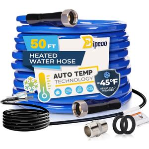 50FT Heated Water Hose for Rv,Heated Drinking Water Hose Antifreeze to 45°F,Great Rv Accessories for Campers,Livestock,Agriculture,Lead and BPA Free