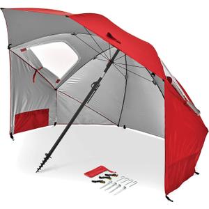 Sport-Brella Premiere UPF 50+ Umbrella Shelter with Patented Side Panels and Tilt Mechanism, Heavy-Duty 1.25 Inch Center Pole, Auger Anchor for Sand and Grass