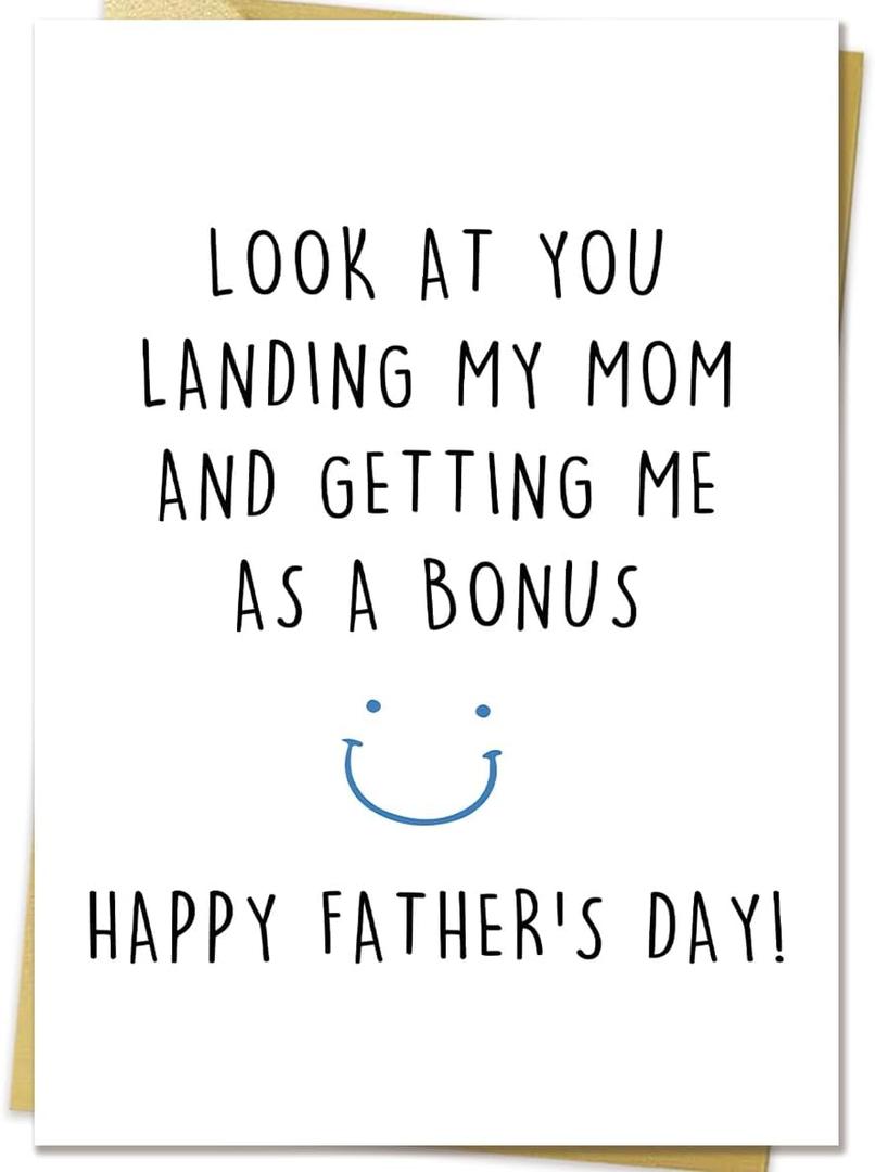 4 x OJsensai Funny Stepdad Fathers Day Card from Step Son Daughter, Gifts for Bonus Dad, Happy Fathers Day for Step Dad