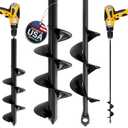 K-Brands Auger Drill Bit for Planting 2 Pack 1.6 x 16 Inch & 3.5 x 16 Inch Set  Garden Spiral Hole and Bulb Planter Tool for Umbrella Holes - Compatible with 3/8 Inch Hex Drive
