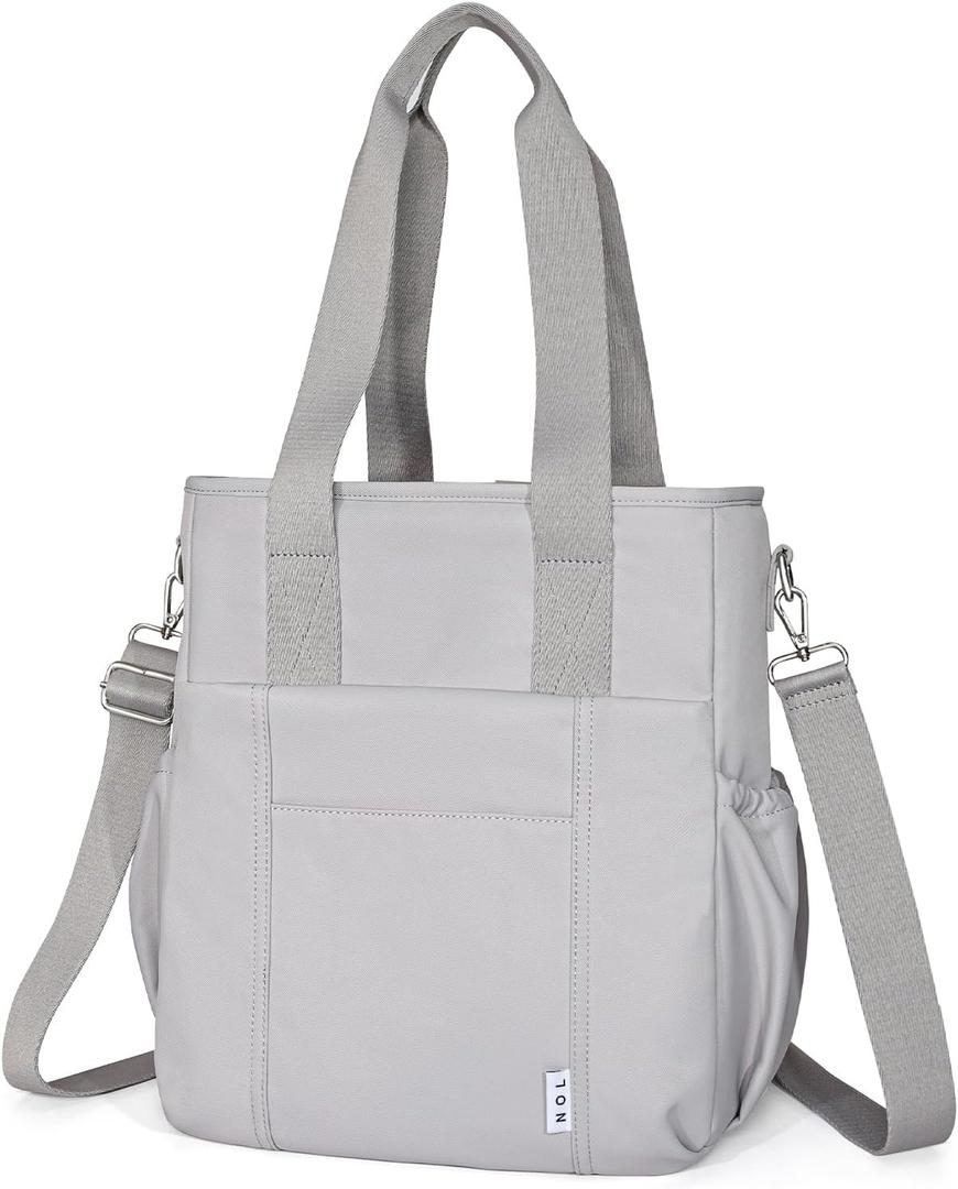 NOL Insulated Lunch Bag for Women, Large Spacious Lunch Tote Bag With Removable Adjustable Shoulder Strap with Multi Pockets, Leakproof Cooler Bag,Lightweight Nylon Waterproof Lunch Box For Work,Gray
