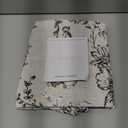 jinchan Floral Linen Tier Curtains 24 Inch Farmhouse Botanic Cafe Drapes for Small Windows Rustic Half Window Curtains for Kitchen Living Room Bathroom Laundry 2 Panels Black on Beige