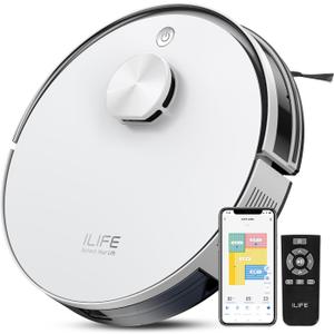 ILIFE A30s Robot Vacuum, 10000Pa Max Suction Robotic Vacuum Cleaner with LiDAR Navigation, Home Mapping, No-Go Zone, 150 Mins, 2.4G WiFi/App/Alexa/Remote Control, for Hard Floor Carpet and Pet Hair