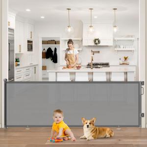 96" Retractable Baby Gate, Long Mesh Dog Gate for Garage Deck Porch