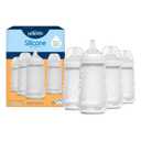 Dr. Brown's Silicone Baby Bottle with Collapsible Insert Designed to Reduce Colic, 9 oz with Wide-Neck Level 2 Medium Flow Nipple, BPA-Free, 3m+, White, 4-Pack