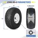 GICOOL (2 Pack) 15x6.00-6 Tubeless Tire and Wheel, 3" Offset Hub, 3/4" Bearing, 4 Ply, 15x6-6 Lawn Mower Front Tires, Compatible with 100 and 300 Series John Deere Riding Mower, Lawn Tractor and More