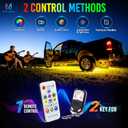 MICTUNING U8 RGB Underglow LED Light Bar, Dual Remote Control, Multicolor Underbody Light Strip with Aluminum Housing, Car SUV Exterior Neon Accent IP68 Waterproof, 8pcs