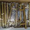 Plustool 30Pack 3''Hole Centers Gold Cabinet Handles-Brushed Brass Cabinet Pulls Gold Dresser Drawer Pulls-Stainless Steel Door Hardware for Kitchen Bathroom Bedroom Furniture-5''Overall Length