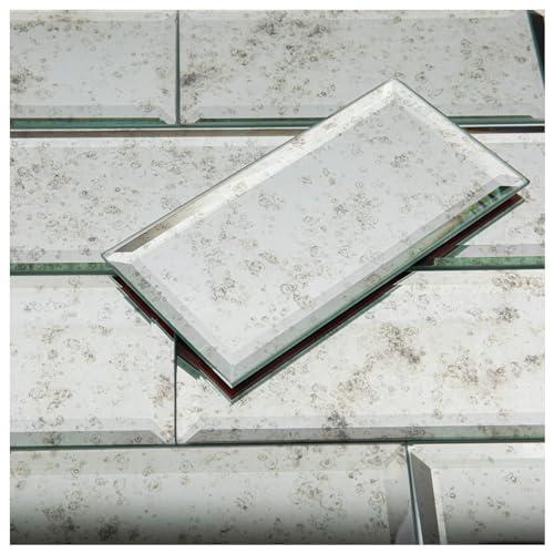 Lovdeco Peel and Stick Beveled Antique Mirror Tile Subway Mirror Glass Backsplash 3x6 Inch for Kitchen Bathroom Wall (30 Pcs, 5 SQ.FT.)
