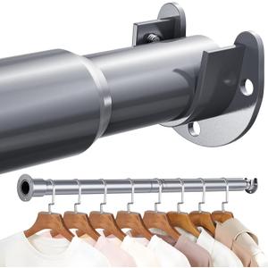 Mavivegue Closet Rod, 17 to 43 Inch Adjustable Closet Rods for Hanging Clothes, Silver Hanging Rod for Closet Wardrobes Laundry RV, Bathroom