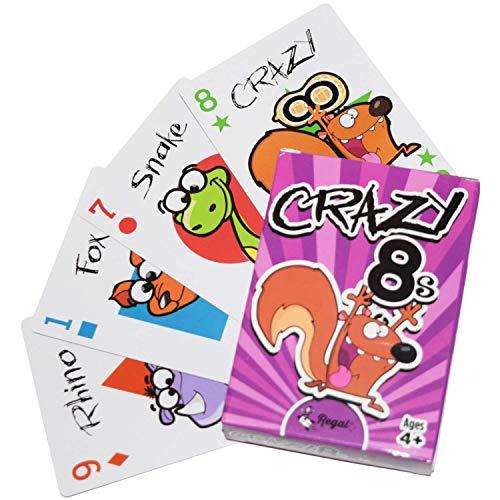 Regal Games Crazy 8's Card Game for Kids 4 5 6 7 8+ | Funny Travel Board Playing Game for Families (1 Pack)