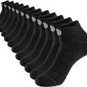 6/12 Pack Socks for Men, Men's Ankle Socks Low Cut Socks for Sport Running, Moisture Wicking Cushioned Mens Socks (Black)