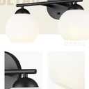 Emak Black Vanity Lights for Mirror, Modern Farmhouse 2-Light Bathroom Light Fixtures Globe Bathroom Vanity Light with Milk Glass Shade, VL114-BK-ML-2