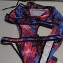 Avidlove Rave Outfits for Women Festival Sexy Lingerie Bodysuit Buckle Shrug Crop Top Set, Purple Tie Dye, Medium