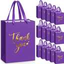 Kolldenn 16 Pcs Thank You Gift Bags Thank You Paper Bags with Handle Wrap Bags Bulk Totes for Birthdays Business Wedding Baby Shower Party Favors(10.63 x 8.27 x 3.94 Inches,Purple)