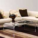 Acrylic Thick Coffee Table for Living Room. 39" Modern Minimalist Rectangular and Clear End Table.Easy to Clean and Safe Rounded Edges (39.4" W x 20" D x 14" H)