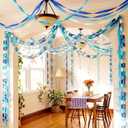 TaoBary Blue Party Decorations 328ft Blue Crepe Streamers 400 Sheet Paper Strips Chain Garland 65.5ft Star Hanging for Baby Shower Under the Sea Party Birthday Decor