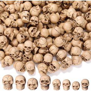Civaner 40 Pcs Halloween Mini Skulls Miniature Resin Skeleton Heads Figurine Bulk Creepy Mini Skull Statues Decorations for Halloween Miniature Dollhouse Garden Vase Table Decor Party Favor
