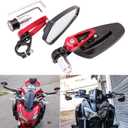 Red Motorcycle Bar End Mirrors Rear View CNC Compatible with Honda GROM MSX125 CB500F Kawasaki Z125 Z650 Z750 Z800 Z900 ER6N ER6F