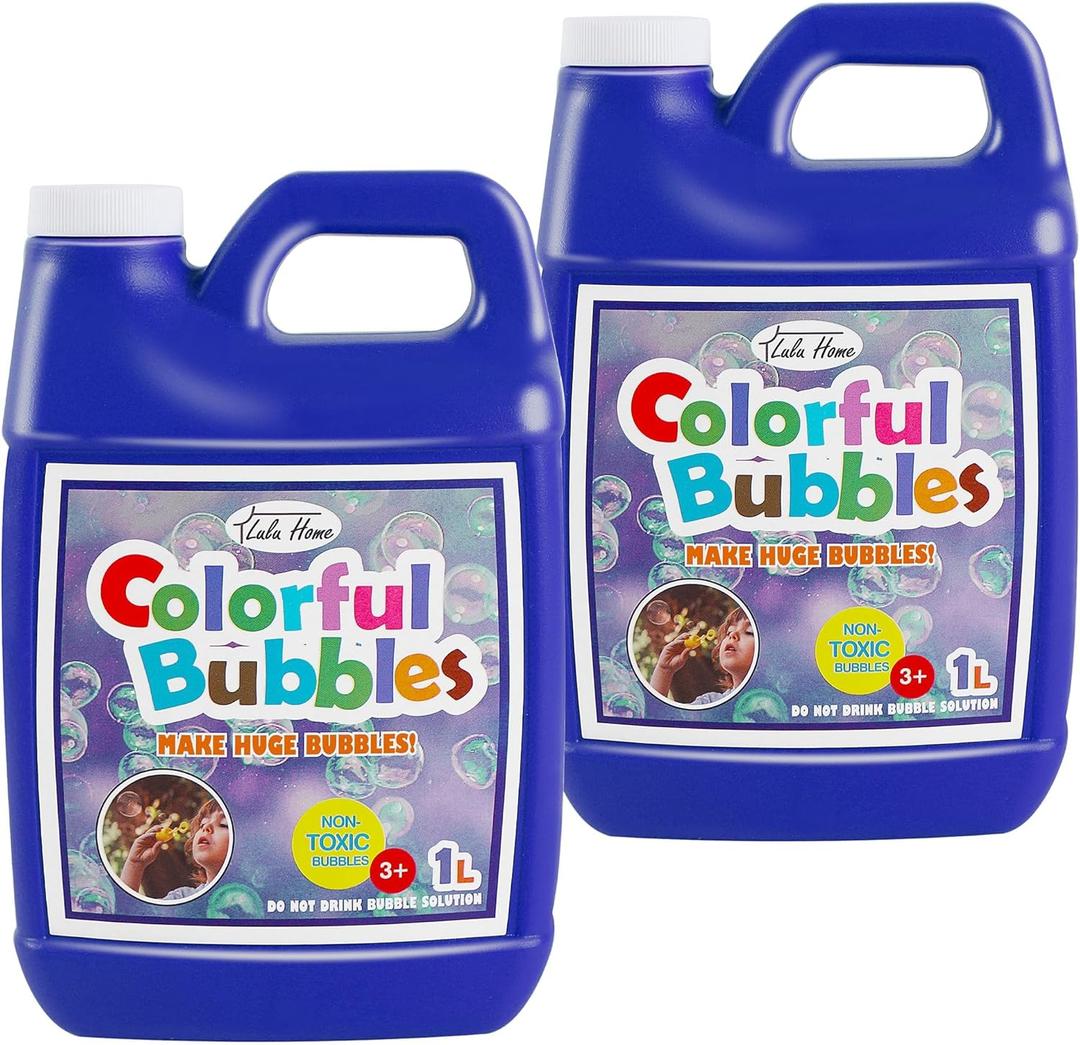 Lulu Home 2 Packs Bubble Concentrated Solution, 1 L/ 33.8 OZ Bubble Refill Solution for Kids Bubble Machine, Giant Bubble Wand, Bubble Blower Toys, Birthday Party Favors (Dark Blue Bottle)