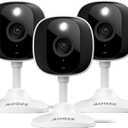 AOQEE 2K Cameras for Home Security-Outdoor/Indoor Camera for Dog/Cat/Pet/Nanny/Baby/Elderly, Color Night Vision, White Light, Siren, 24/7 SD Recordings, Works with Alexa, Plug in (C1-White-3pack-2.4G)
