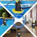 Automatic Pool Cover Pump - 1 HP 3500 GPH Water Pump Above Ground with Check Valve, 3 Adapters and 29.5FT Extra Long Power Cord, Sump Pump Water Removal for Pool, Hot Tubs (Yellow)