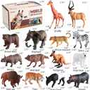 EnAuRoL 31 Pcs Safari Animals Figures Including 24 Realistic Jungle Playset Toys Zoo Animals for Toddlers 3+ Years Old Ideal Gift for Boys and Girls