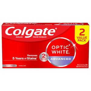 Colgate Optic White Advanced Hydrogen Peroxide Toothpaste, Teeth Whitening Toothpaste Pack, Enamel-Safe Formula, Helps Remove Tea, Coffee, and Stains, Sparkling White, 2 Pack, 4.5 oz Colgate Optic White Advanced Hydrogen Peroxide Toothpaste, Teeth Whitening Toothpaste Pack, Enamel-Safe Formula, Helps Remove Tea, Coffee, and Stains, Sparkling White, 2 Pack, 4.5 oz