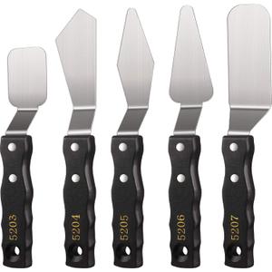 5 x 5-piece Large Palette Knife Set Stainless Steel Painting Knives with Wood Handles for Acrylic & Oil Painting Canvas Texturing, Impasto, Color Mixing Art Supplies for Artists and Beginners