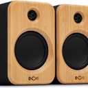 House of Marley Get Together Duo 2 Bluetooth Bookshelf Speakers, Hybrid Wired + Wireless Design, 25Hr Playtime, Upgraded Marley Signature Sound, RCA & AUX Inputs, Bamboo & Rewind Fabric