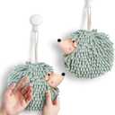 Sophie & Panda Fuzzy Ball Hand Towels (Set of 2) - Dry Your Hands conveniently with This Creative Hand Towel Hedgehog Decorative Towels for Bathroom (Pack of 2, Mint)