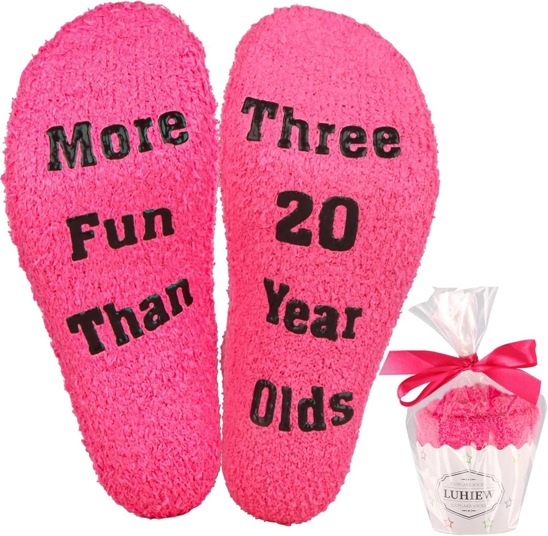 Funny 60th Birthday Gifts Socks for Women, Wife, Grandma or Mother,Novelty Fuzzy Cupcake Socks for Women's 60 Years Old Birthday