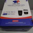 JOLLY CHEF 100 Pack 12 oz Disposable Coffee Cups Hot Beverage Paper Coffee Cups with Lids, Sleeves and Stirrers (Black and White)