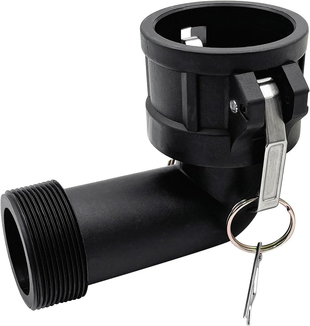 200B-90 Degree Elbow Type B Poly Cam and Groove Hose Fitting, 2" Socket x 2" Hose ID Barbed