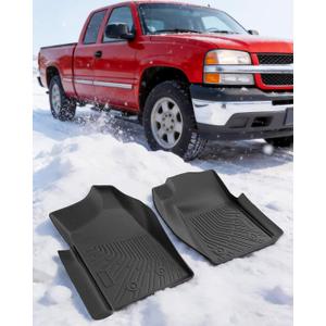 Truck Floor Mats for Chevy Silverado for GMC Sierra 1500 | 2500 | 3500 (2007 Classic Body Only) Standard Cab 1999 2000 2001 2002 2003 2004 2005 2006 Single Cab Regular Cab Accessories