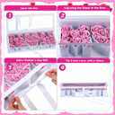 Thiccywoov 1 Pcs Mother's Day Flower Box with 30 Scented Flowers Mom Letter Shaped Fillable Boxes Floral Gift Packaging for Arrangement Mother's Day, Birthday Gift (White Box, Pink Flower)