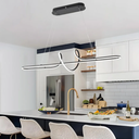 LED Chandelier,39.4inch Modern Led Pendant Light with Remote,Dimmable Black Chandelier for Dining Room,Adjustable Height 45W Aluminium Contemporary Ceiling Hanging Light Fixture for Kitchen