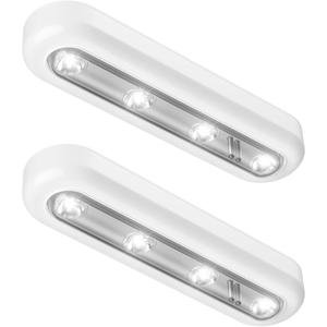 OxyLED Tap Closet Lights, One Touch Light, Stick-on Anywhere 4-Led Touch Tap Light, Cordless Touch Sensor LED Night Light, Battery Operated Stair Safe Lights, 140 Rotation (2 Pack)