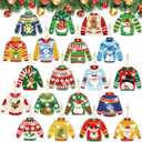 Tondiamo 20 Pcs Christmas Diamond Painting Keychain Kits 5D DIY Diamond Art Pendants Double Sided Hanging Key Chains for Christmas Party Decoration DIY(Sweater Style)