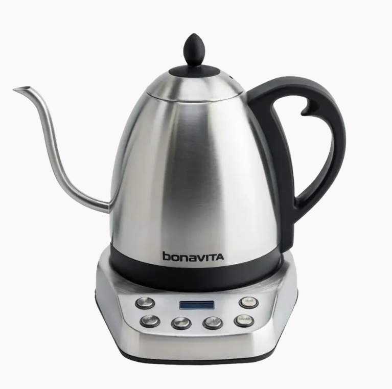 Bonavita 1L Digital Variable Temperature Gooseneck Electric Kettle for Coffee Brew and Tea Precise Pour Control, 6 Preset Temps, Caf or Home Use, 1200 Watt, LED Panel, Stainless Steel base