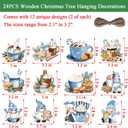 2 x Blue Christmas Decorations Winter Gnomes Wooden Hanging Ornaments 24PCS Vintage Dessert Hot Chocolate Mug & Sweet Treat Crafts with Ropes for Xmas Tree, Winter, Home, Party