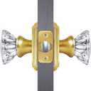 Antique Crystal Door Knobs Interior, Passage Hall and Closet Door Knobs, Satin Brass