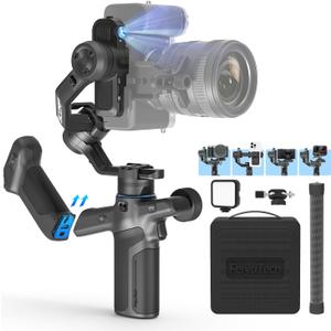 FeiyuTech SCORP Mini 3 Pro Camera Gimbal Kit w/AI Tracking 4.0, Detachable Touchscreen Handle, 4.4lb Payload, Gimbal Stabilizer for Mirrorless Cameras, Smartphone, Action Cam (Bag+Light+Pole Included)